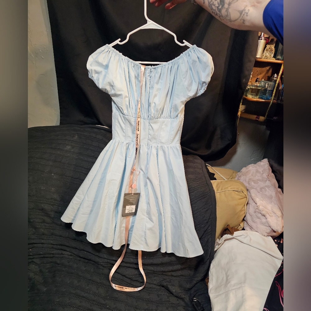 House of CB Cream Sundress with Puff Cap Sleeves